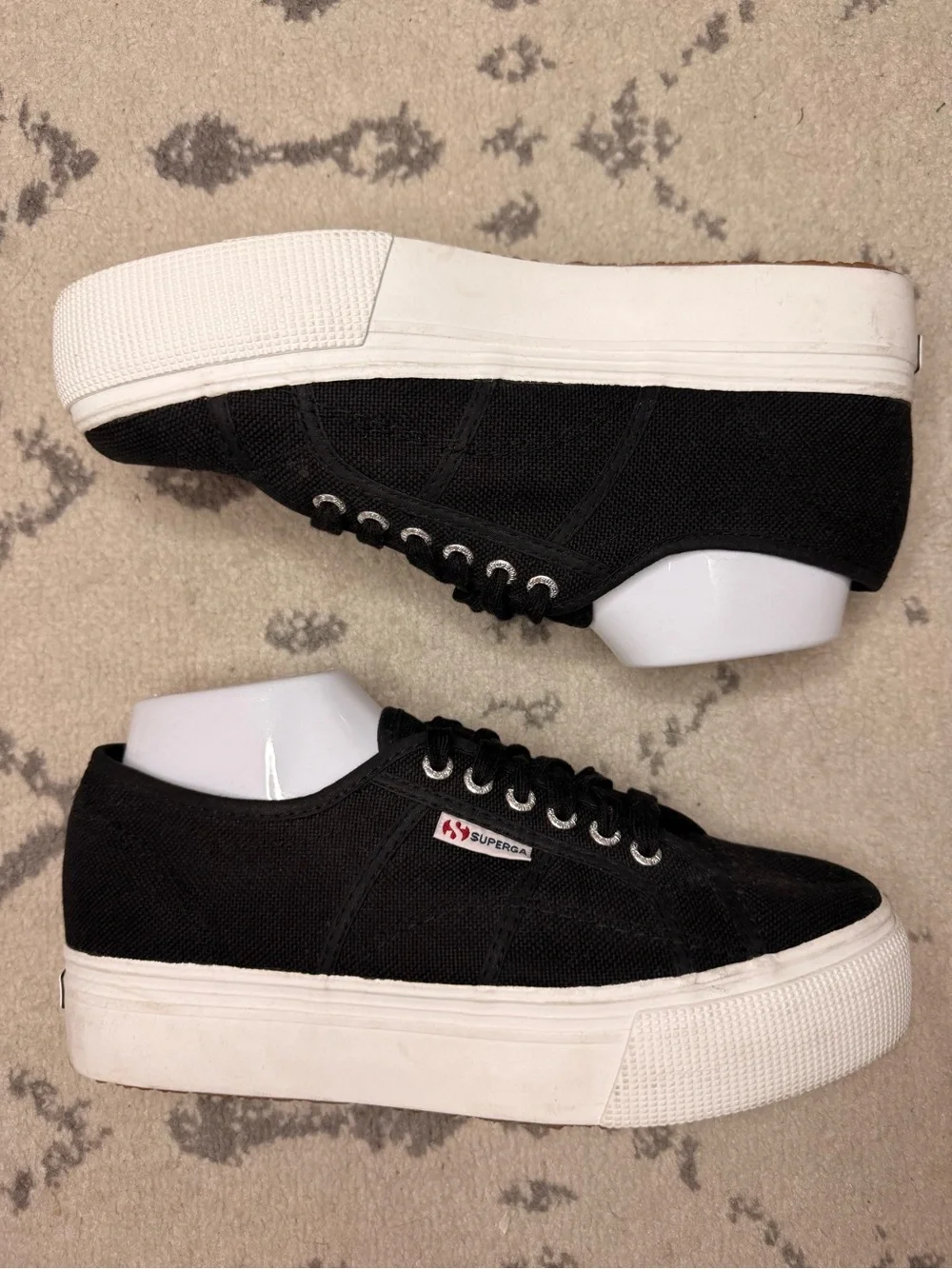 SUPERGA 2740 Platform Sneakers in Black Avorio